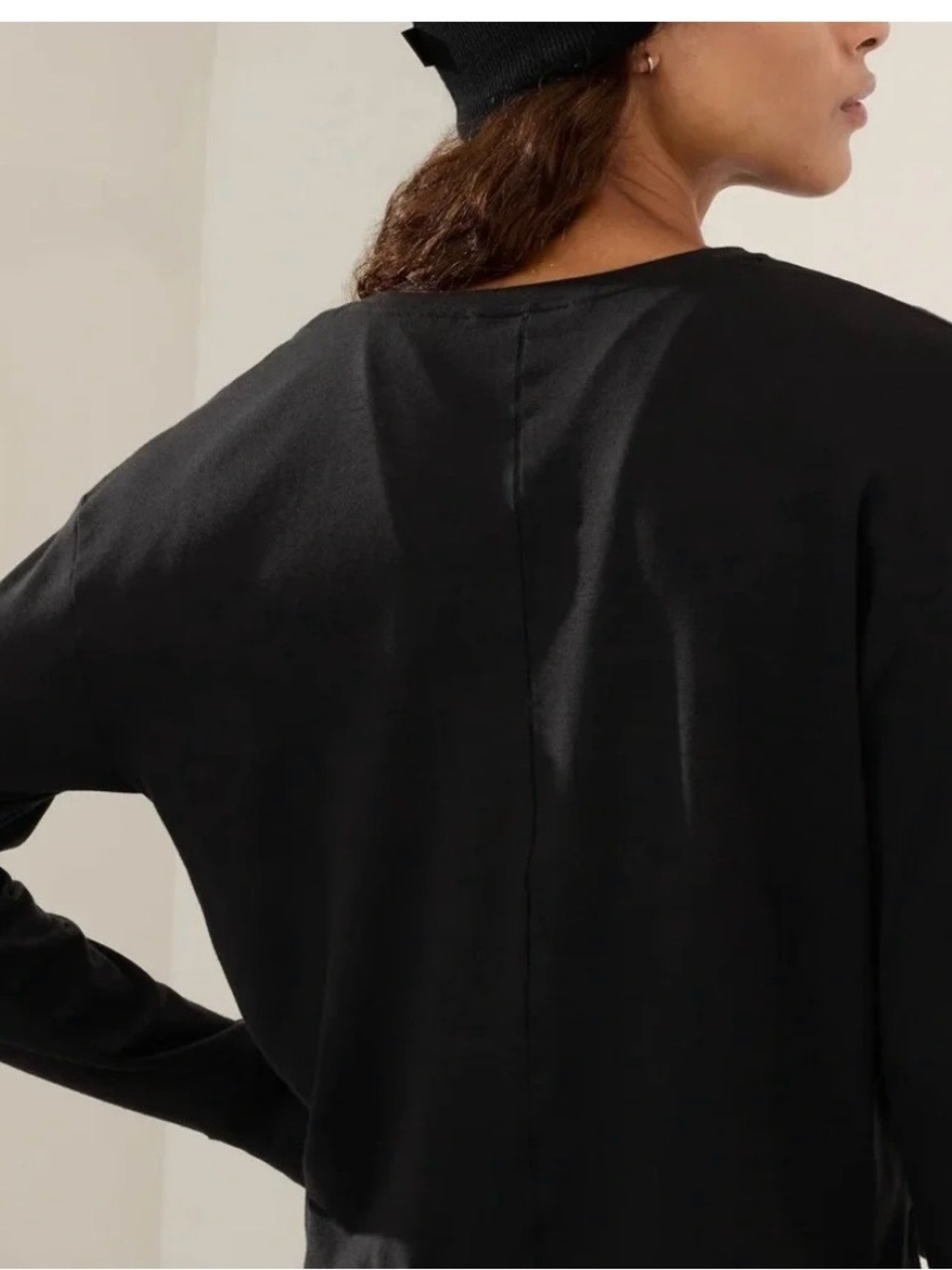 Athleta Canyon Henley Top Lightweight Cropped Black Long-Sleeve - Picture 3 of 8